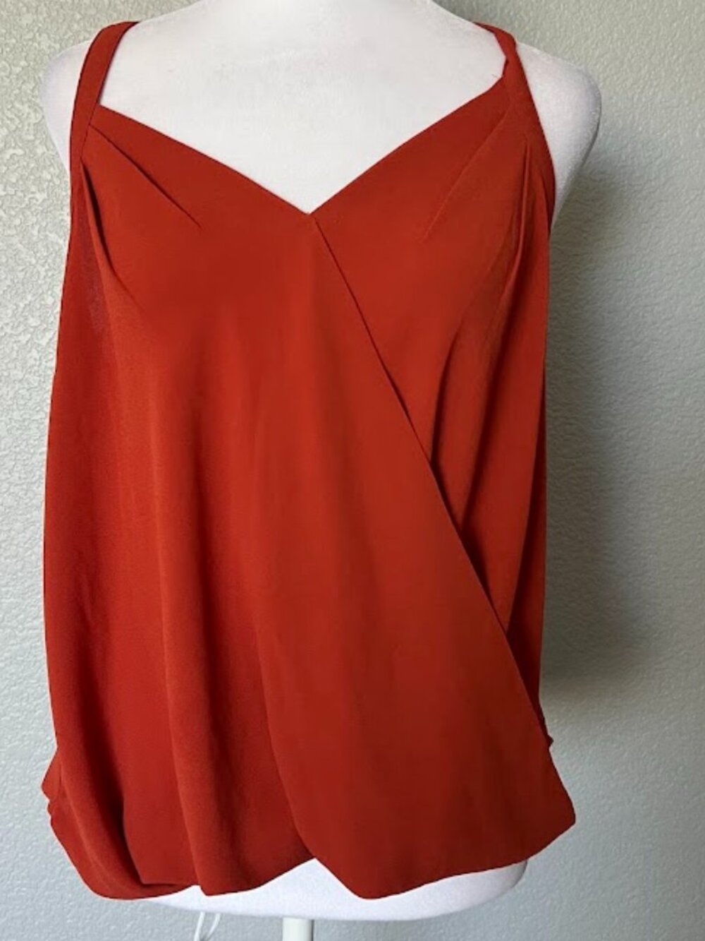 DL Orange Sleeveless Faux-Wrap Sleeveless Halter Blouse Top Size Medium
